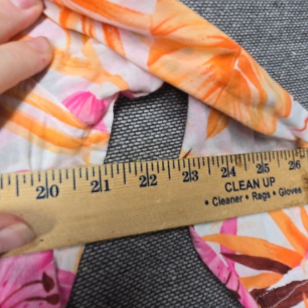 Havana Jacks Womens Large Tropical Floral‎ Cotton Button Up Shirt Pink Orange - Picture 4 of 5
